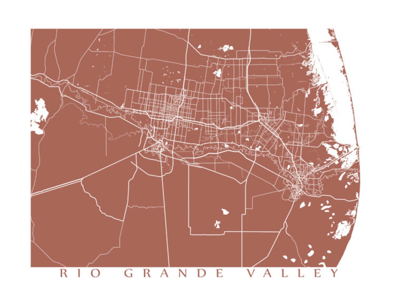 Rio Grande Valley Area Map Print Texas Poster Etsy