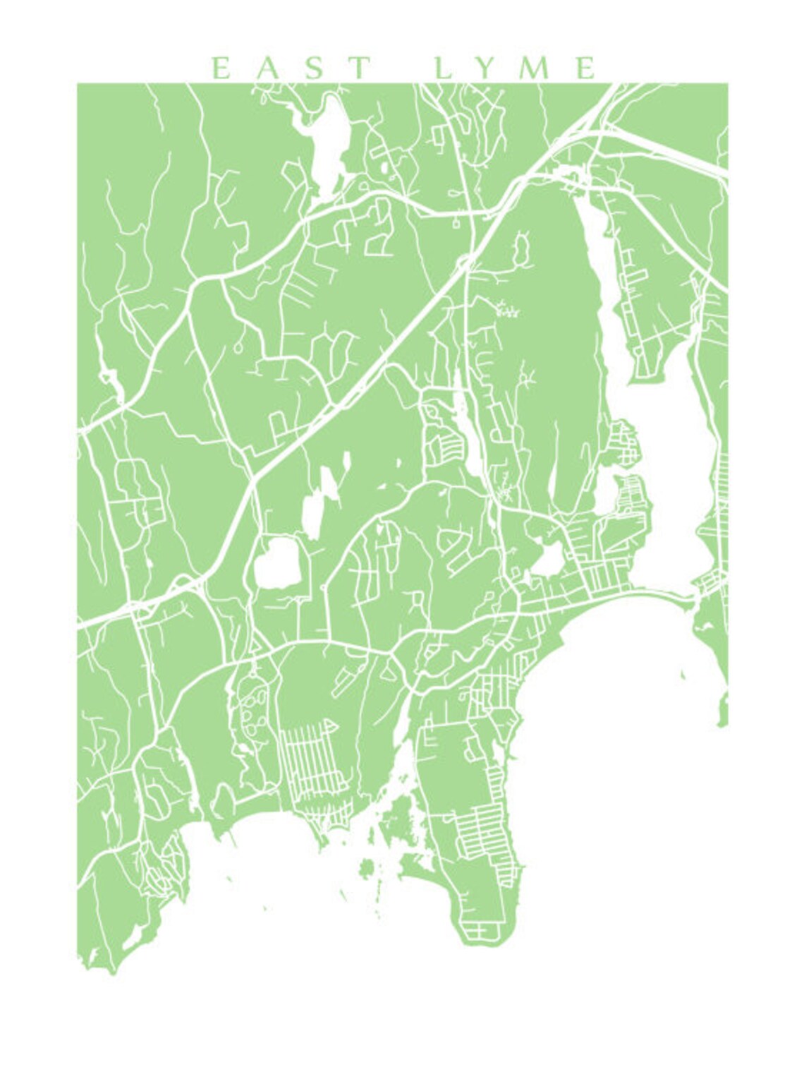 East Lyme CT Map Print Etsy