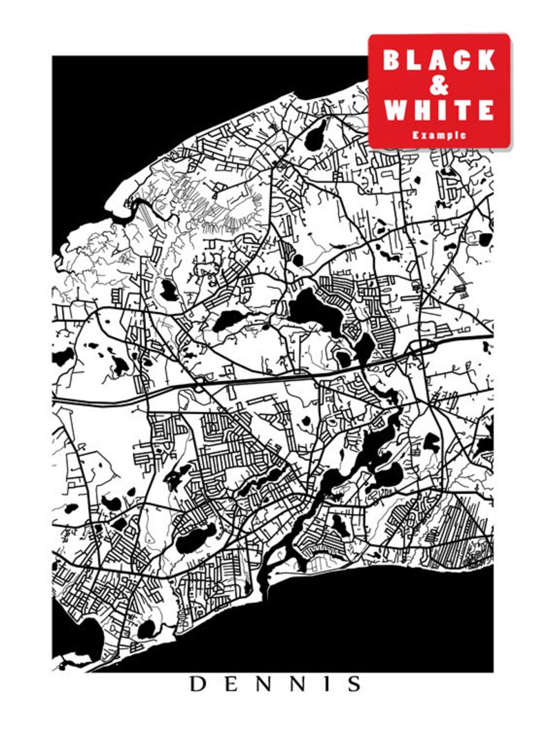 Dennis MA Map Print Dennis & Yarmouth Massachusetts Art Etsy