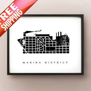 Carte du district de Marina - San Francisco Neighbourhood Art Print