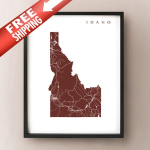 Idaho State kaart afdrukken