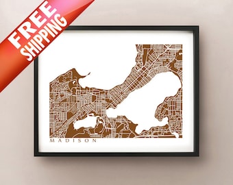 Madison Map Art - Wisconsin Poster Print