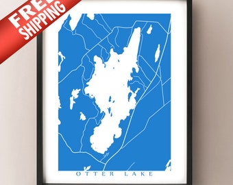 Otter Lake Map - Rideau Lakes, Ontario Print
