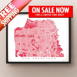 San Francisco Karte Print - California Home Decor - Wall Art Poster - San Francisco CA USA - Farbe und Größe auswählen