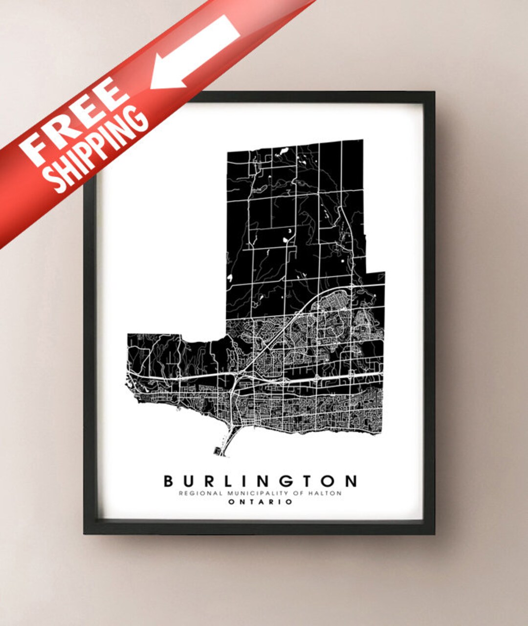 Burlington, ON - City Limits Map Print - Etsy