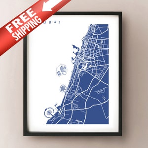 Dubai Map Art Print -  United Arab Emirates Poster