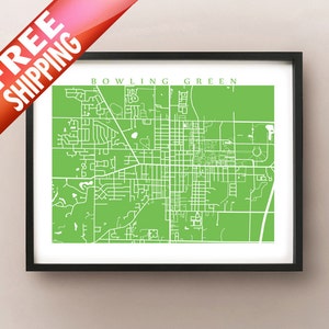 Mapa verde de bolos - Impresión de carteles del condado de Wood, Ohio
