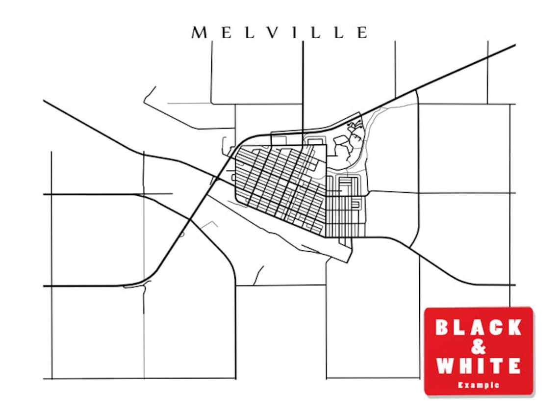 Melville SK Map Print Saskatchewan Poster Etsy