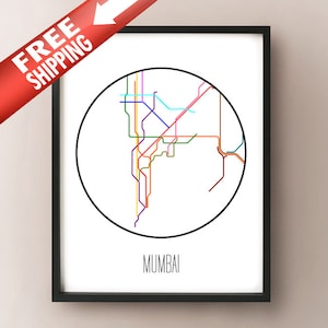 Mumbai Metro - Bombay, India Metro Art Print - Transit Poster - Minimalist art - Abstract Line Art Home Decor
