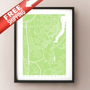 East Greenwich Map Print - Rhode Island Affiche