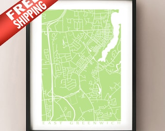 East Greenwich Map Print - Rhode Island Poster