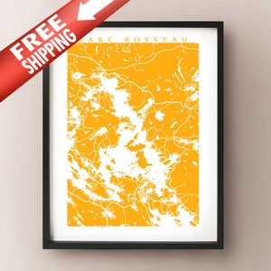 Carte du lac Rosseau - Port Carling, Muskoka Ontario poster art