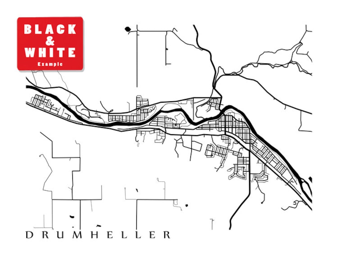 Drumheller Alberta Map Print Etsy