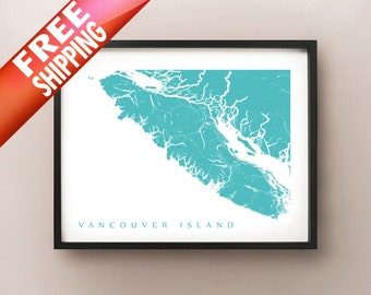 Vancouver Island, BC Map Poster Print - British Columbia, Canada