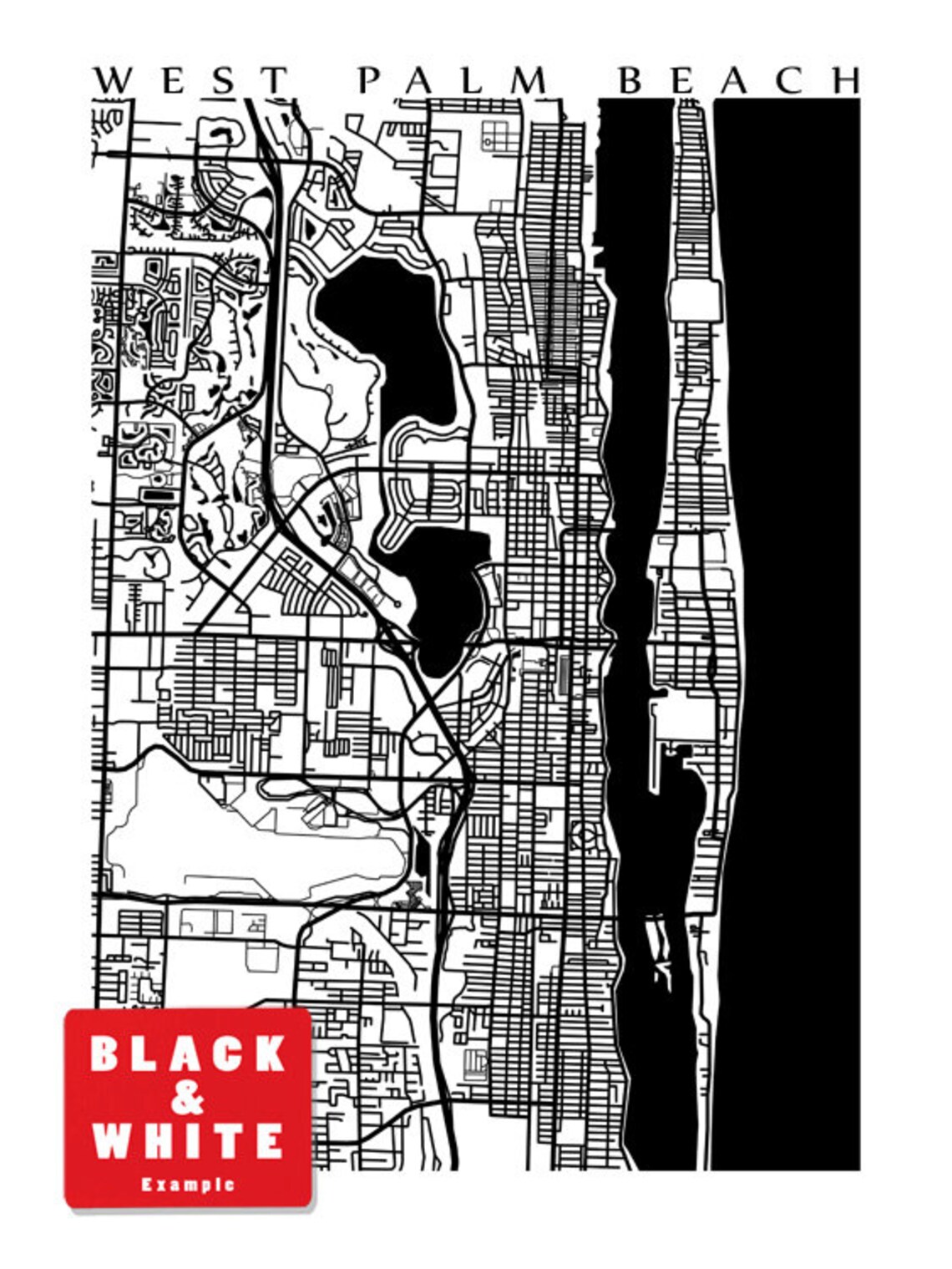 West Palm Beach Map Print - Florida Poster - Etsy
