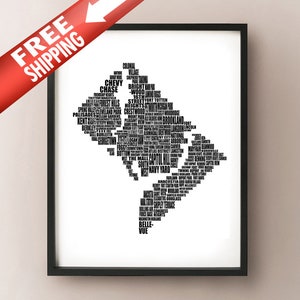 Carte typographique de Washington - Quartier de Washington DC