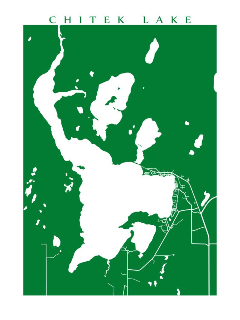 Chitek Lake SK Map Print Saskatchewan Poster Etsy