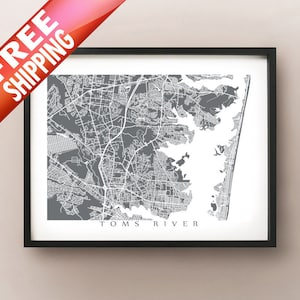 Toms River, NJ Map Art - Ocean County, New Jersey Poster Print