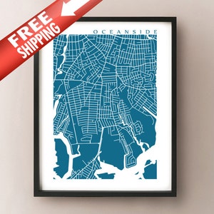 Oceanside Map Print - New York Home Decor - Oceanside NY Wandkunst Poster