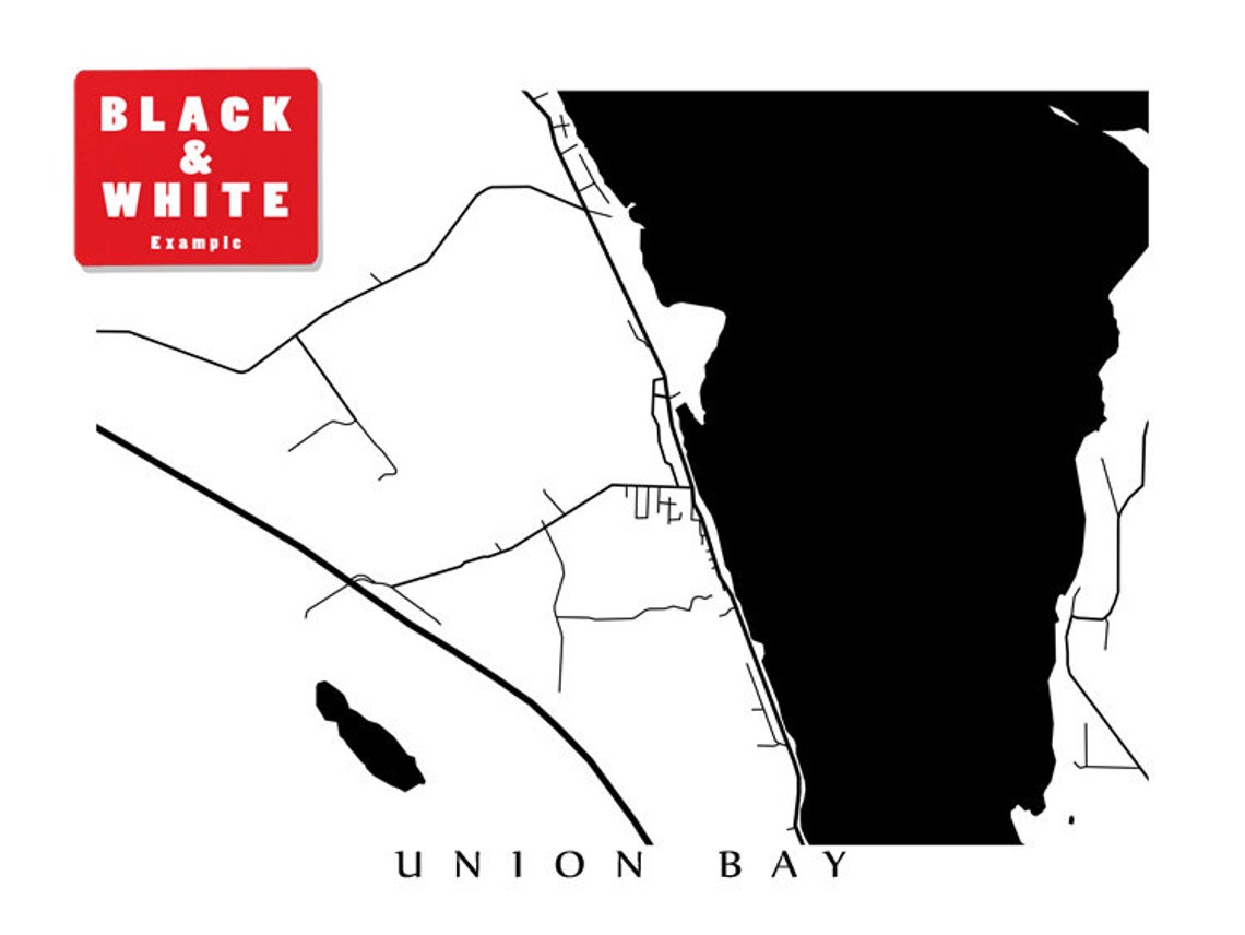 Union Bay Vancouver Island BC Map Poster Print British Etsy