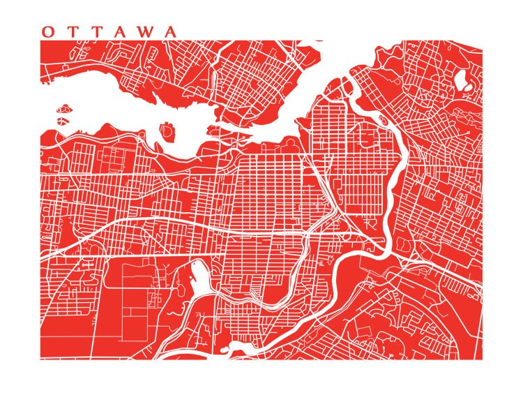 Ottawa Map Art Canada Wall Art Ontario Etsy Canada