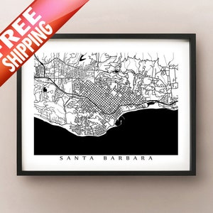 Santa Barbara Stadt Karte Drucken - Kalifornien Kunst Poster