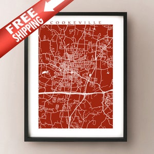 Cookeville, TN Mapa Impresión - Tennessee Poster Art