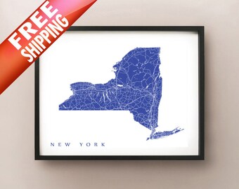 New York State Map Print