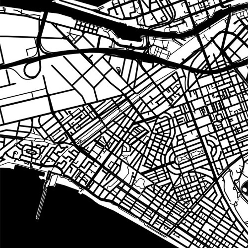 Melbourne Map Print Black and White Wall Art | Etsy