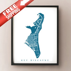Key Biscayne, FL Kaart Afdrukken - Florida Poster