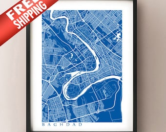 Baghdad Map Print - Iraq Poster Art