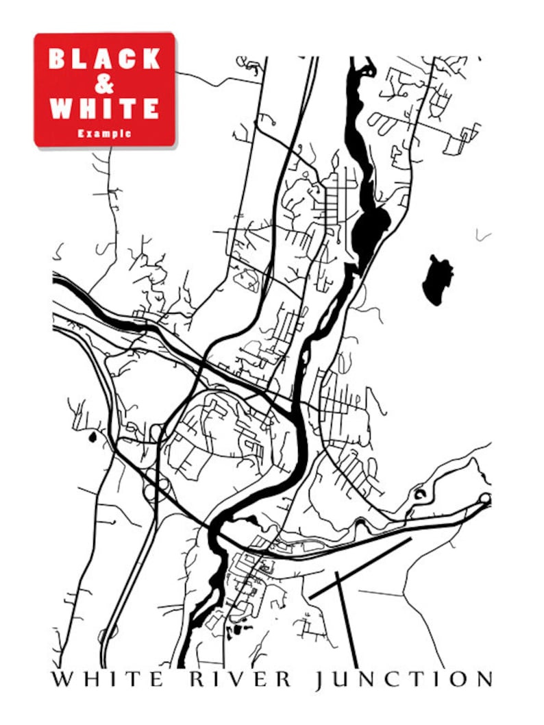 White River Junction Map Print Vermont Art Poster Etsy