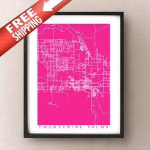 Twentynine Palms Karte Kunst - Kalifornien Posterdruck