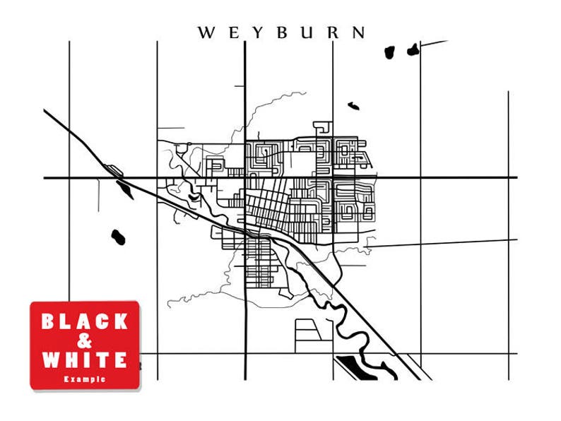 Weyburn SK Map Print Saskatchewan Poster Etsy