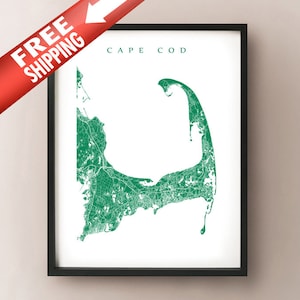 Cape Cod Karte, Massachusetts Kunst Poster Druck