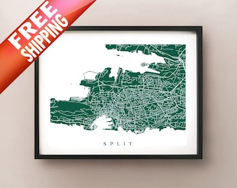 Split, Croatia Map Print - Dalmatia Coast - žuka hrvatska