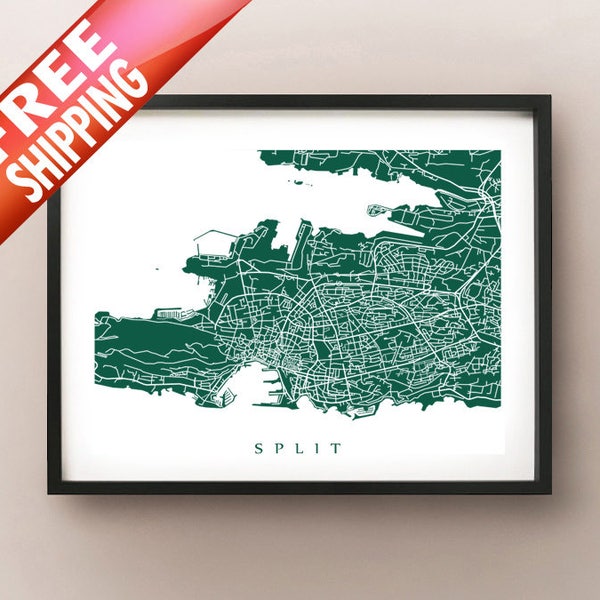 Split, Croatia Map Print - Dalmatia Coast - žuka hrvatska