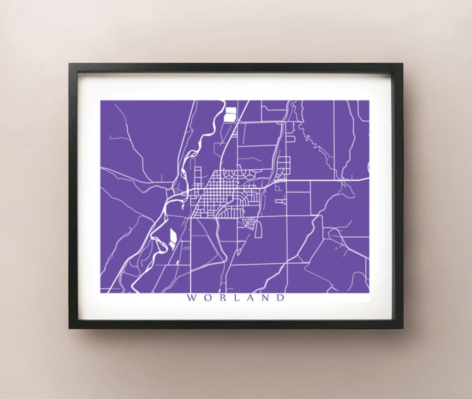 Worland WY Map Print Wyoming Poster Etsy