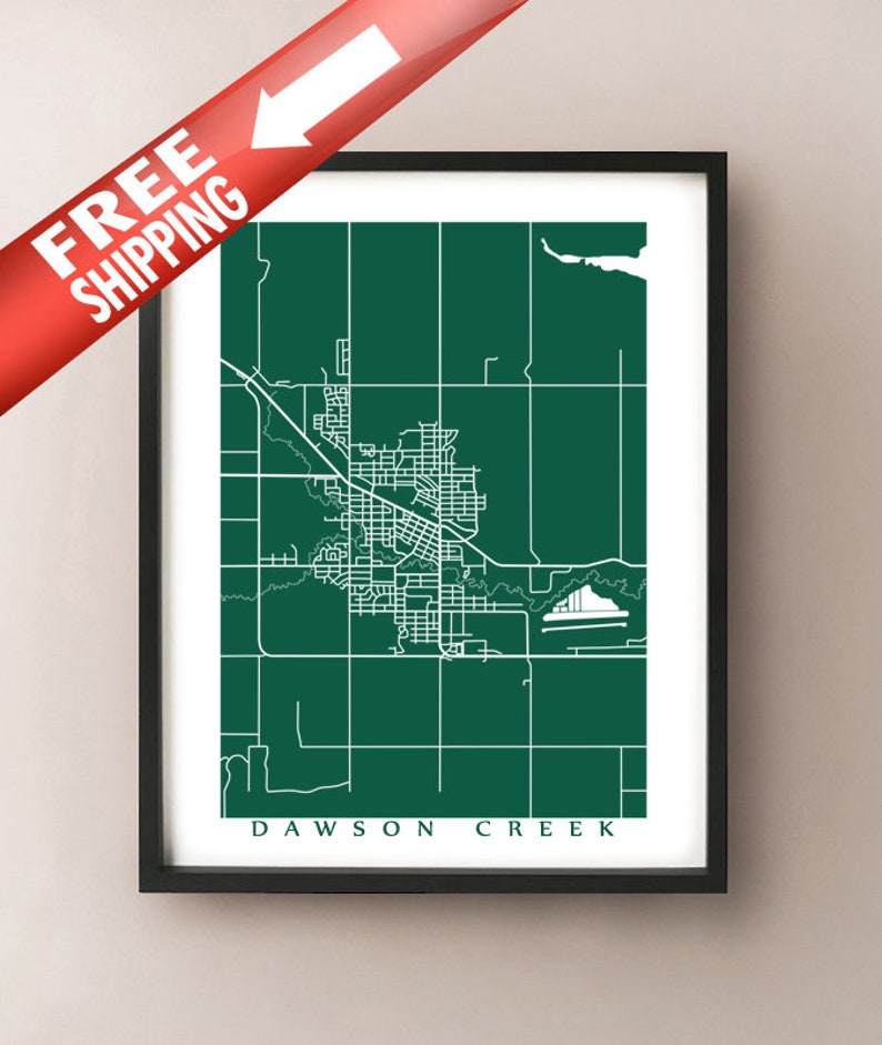Dawson Creek BC Map Poster Print British Columbia Canada Etsy