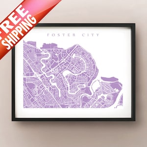 Foster City, CA Map - Bay Area, California Poster Print