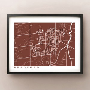 Bradford Kaart Print - Ontario, Canada Poster