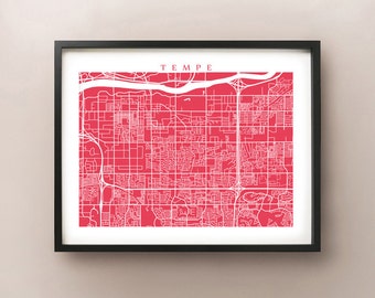 Tempe Map Print, Arizona State Modern Wall Art