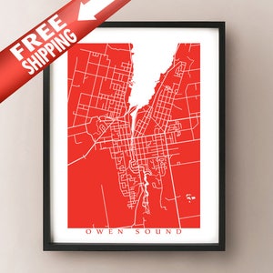 Impression cartographique Owen Sound - Ontario Art - Affiche canada - Choisissez la taille et la couleur