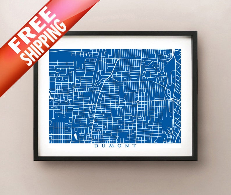 Dumont NJ Map Art New Jersey Poster Print Etsy