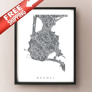 Bacoli, Nápoles mapa imprimir - Italia cartel de arte
