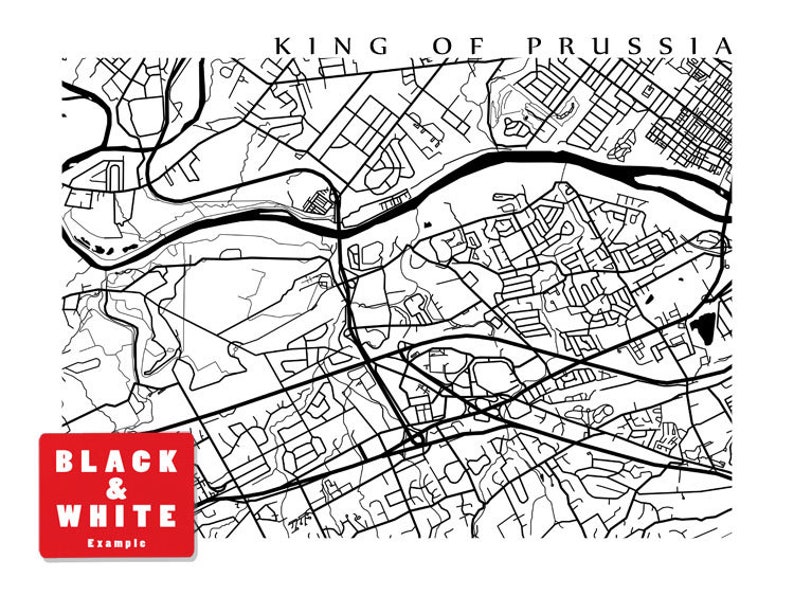 King of Prussia PA Map Pennsylvania Poster Etsy