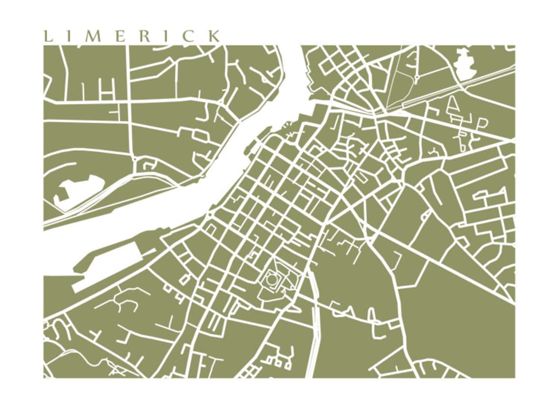 Limerick Map Ireland Poster Etsy