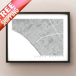 Santa Monica Map Art - Los Angeles County Poster Print