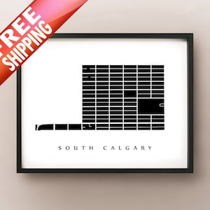 South Calgary Carte - Calgary Neighbourhood Art Print