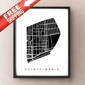 Sainte-Marie Kaart - Montreal Neighbourhood Art Print